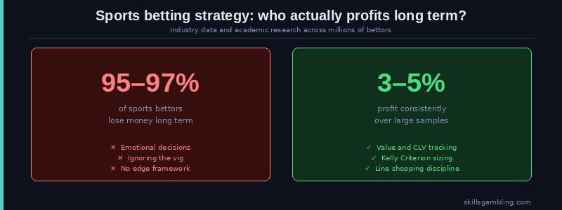 Sports betting strategy: only 3-5% of bettors profit long term vs 95% who lose